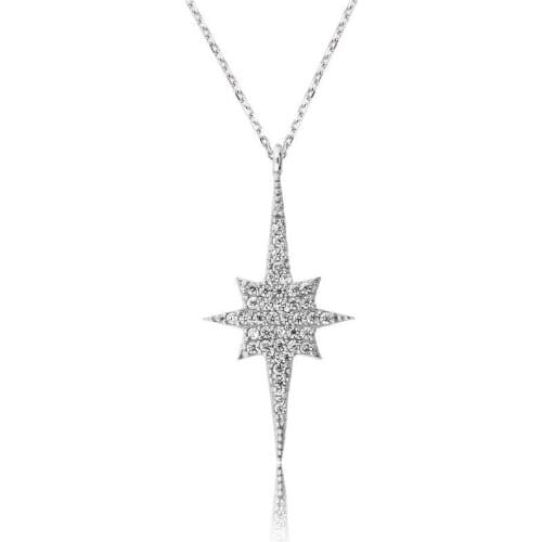 Silver Pole Star Lady 'S Necklace