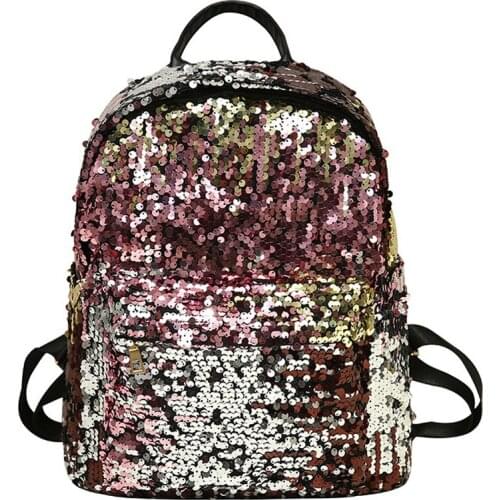 Ins Famous Women Bags Fashion Shiny Discoloration Sequins Backpack Girl Schoolbag Student Bag Personalized Colorful Travel Bag