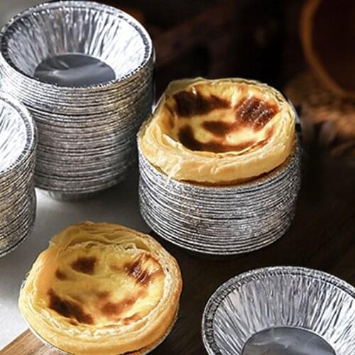 100pcs Baking Mold Cookie Muffin Egg Tart Fresh Disposable Good Tin Foil Cake Cup Round aluminum foil Portuguese egg tart base