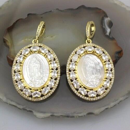 32*30mm 5pcs/lot Fashion cz pendant, religion cubic zircon charm jewelry, handmade diy necklace/bracelet jewelry accessories