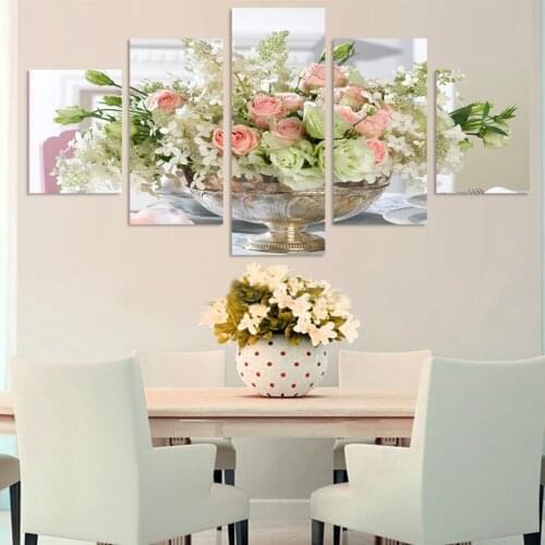 5 Piece Beautiful Rose Flowers Wall Painting Modern Home Living Room Wall Decor Print Picture Canvas Unframed