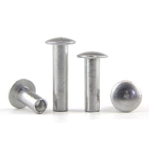 50Pcs M3 Aluminum semi-tubular rivets GB873 large truss head half-hollow rivet screws 3mm-25mm Length