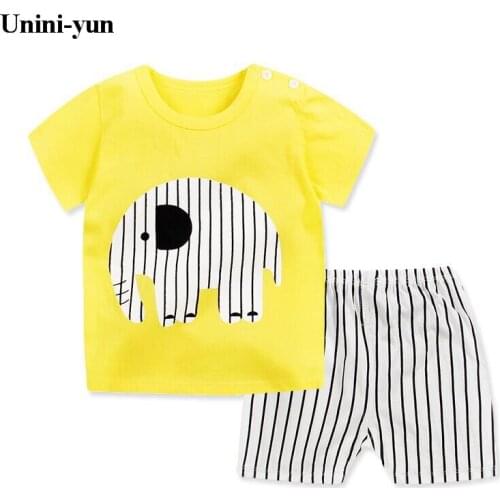 Cotton Boys Girls Suit Summer Short Sleeve T-shirt Shorts 2pcs Suit Children Set 2018 Clothing Kids Bobo Bebe Toddler 0-6T