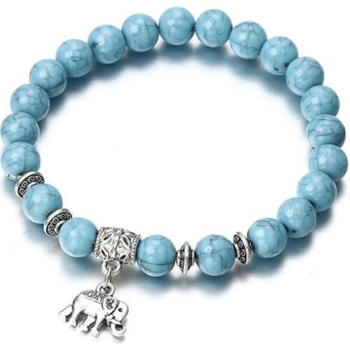 National style classic imitation natural stone bead bracelet fashion ball elastic hand jewelry factory direct sales