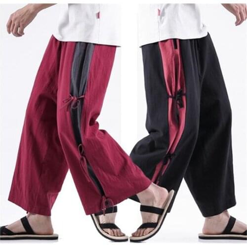 Wide Leg Pants Men Streetwear Baggy Loose Pants Mens Long Trousers Patchwork Design Pants Black Gray Red Plus Size 4XL 5XL