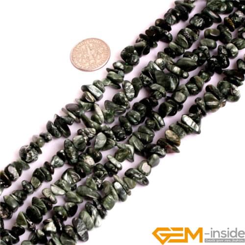 4X7-7X11mm Baroque Chips Beads Natural Stone Beads Green Seraphinite Clinochlore beads for Jewelry Making Strand 15 Inch