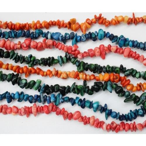 High quality 5 Gravel irregular Dye Color Natural Coral 5-8 mm Stone Beads For Jewelry Making DIY Bracelet Necklace Strand 34
