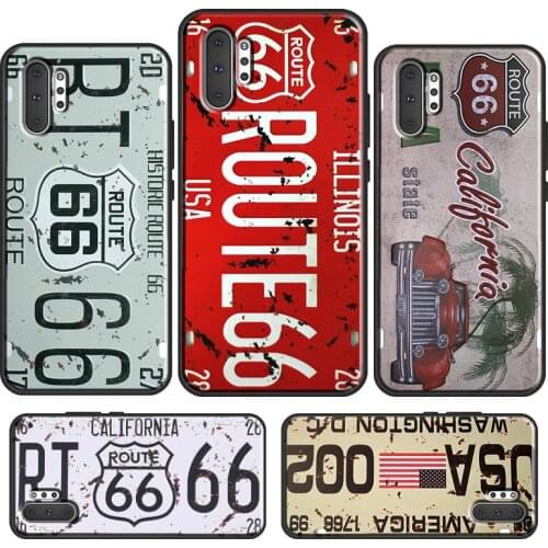 Route 66 Retro Vintage License For Samsung Galaxy S21 Ultra S20 FE S10 Plus S8 S9 S10E Phone Case For Note 20 10 9 Cover