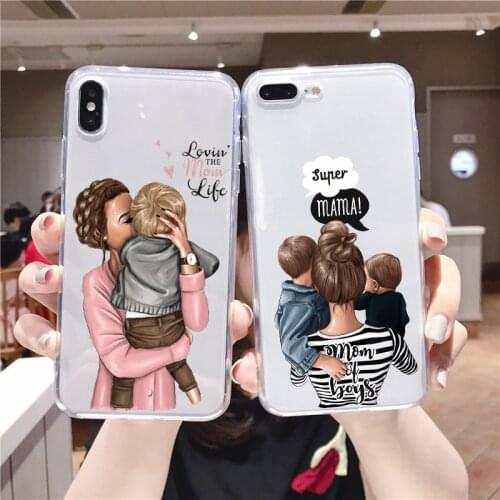 Super mom dear mommy baby soft silicone TPU phone case for iPhone 12pro 11Pro Max 12mini SE2020 7 8 8PLUS X XR XS MAX