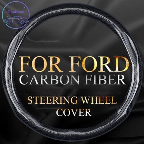 Carbon Fiber Steering Wheel Cover For Ford Focus Fiesta Edge Explorer Universal 38cm 15 Inches Anti-slip Touching Comfortable