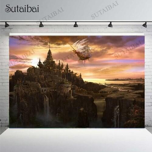 Ancient City Building Luxury Palace Ship Sailboat Background Photo Wallpaper Wall Photography Backdrop Photocall Photophone