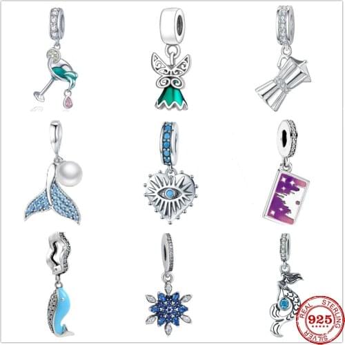 Hot Sale 100% Real 925 Sterling Silver Skirt Dolphin Charm Fit Original Pandora Bracelet Making Fashion DIY Jewelry For Women