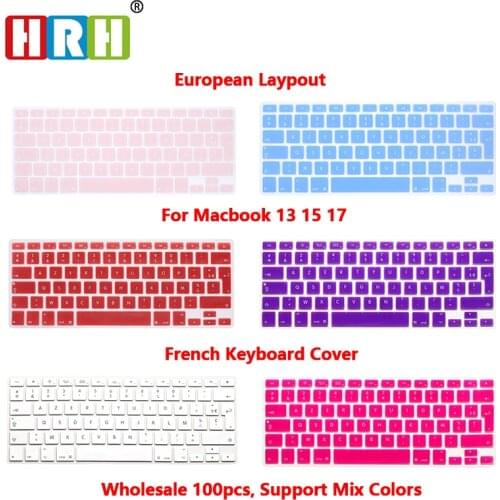 HRH 50pcs AZERTY French UK Silicone Keyboard Cover Skin Protector for MacBook Pro Air 13 15 17 Air 13 Retina Display Before 2016