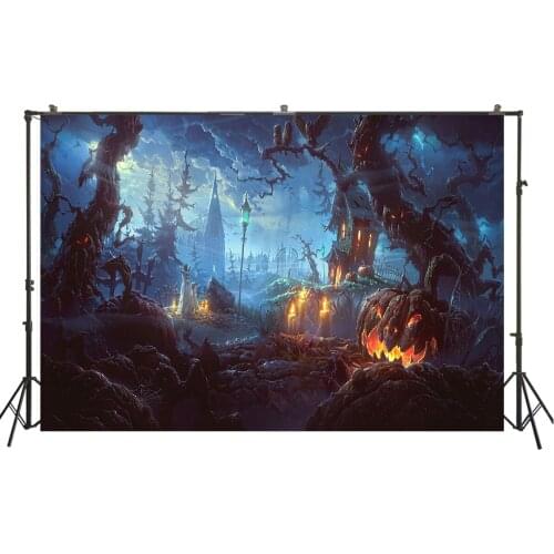 HUAYI Photography Backdrop Halloween Pumpkin Lantern Horror Night Photo Background Child Studio Birthday Room Decor Props W-4113