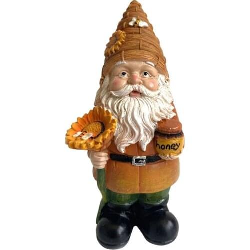 Beehive Garden Gnome Statue Resin Sunflower Gnome Figurine for Indoor Outdoor Decor Bee Festival Gift