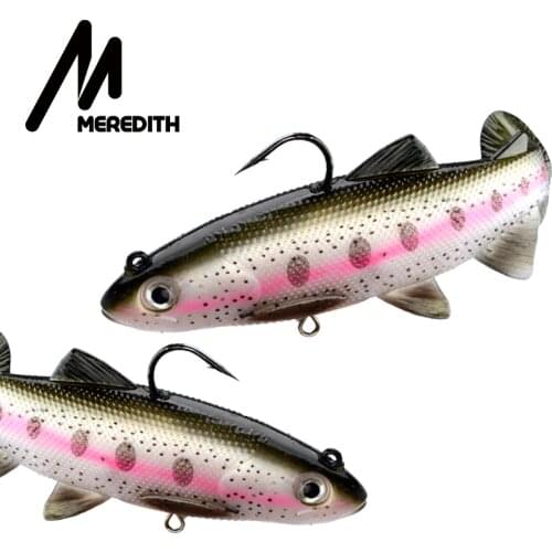MEREDITH Trout 12cm/15cm T Tail Silicone Lead Soft Lures Swimbait WobblersLead Head Fishing Lures Swimming Baits Free shipping