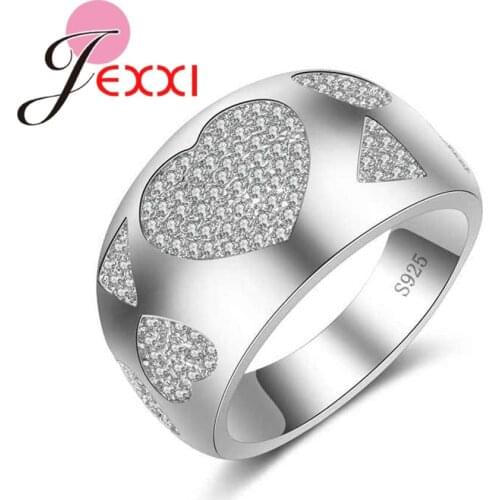 New Trendy Heart Ring for Women Ladies Particular Wide Loop Bague Top Quality 925 Sterling Silver Jewelry Birthday Gift