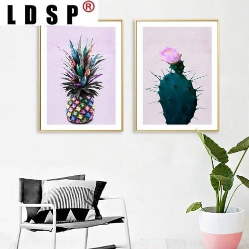 LDSP Pineapple Cactus Plants Canvas Painting Wall Art Painting Print Poster Picture Bedroom Living Room Home Decor