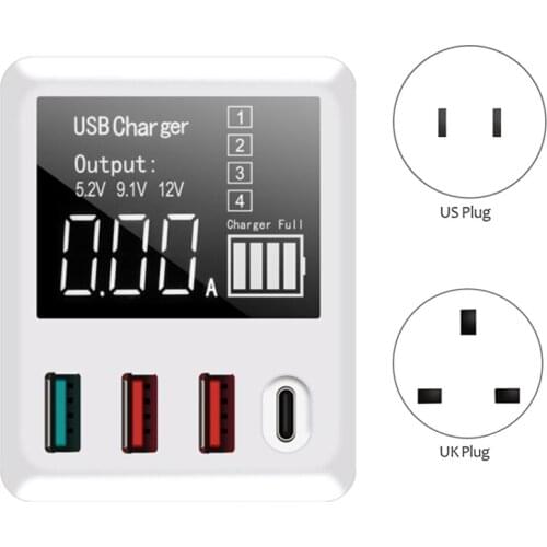 Type C QC3.0 USB 4 Ports Wall Charger Station for iPhone 30/40W Quick Charge Mobile Phone Adapter