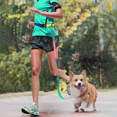 KANGFEILE Nylon Leashes Pet Dogs Chain Traction Rope Leads with Waist Free Hands Dog Rope Explosion-proof Chain for Large Dogs