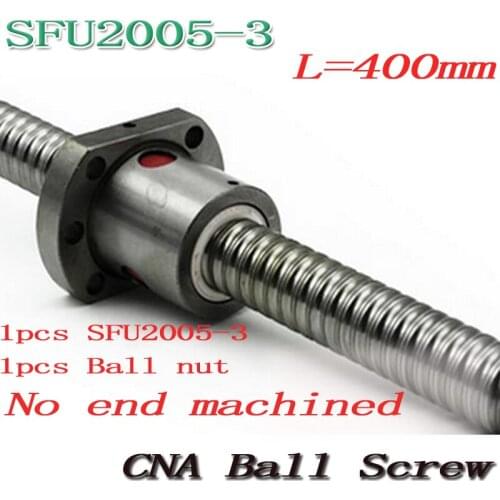 NEW 20mm SFU2005 400mm Ball Screw Rolled ballscrew SFU2005 400mm with single 2005 flange ballnut for CNC part part Free Shipping