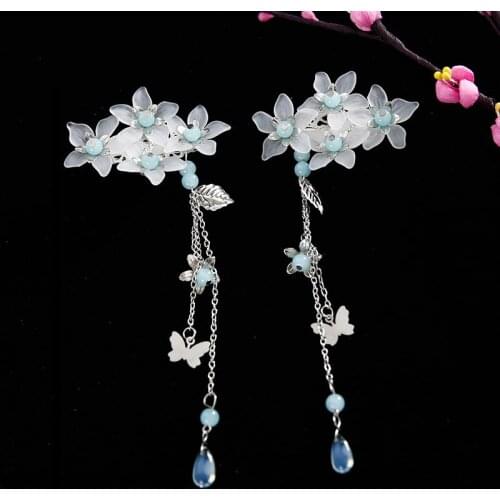 1 pair 2019 New Chinese-style Headwear Bride Bride Retro-ancient Butterfly Hail Exquisite Fairy Hail First Clip