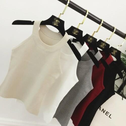 New spring and summer Slim strapless halter sleeveless short sweater sling