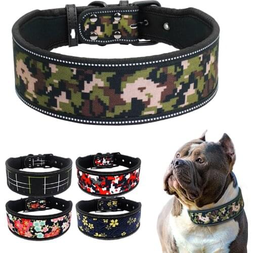 Dog Collar Small Medium Large Dogs Necklace Reflective Adjustable Collar Perro Stylized For Pitbull Dobermann Pug Dog Supplies