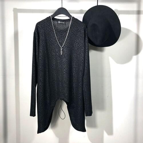 Owen seak Men Bottoming Shirt High Street Wear Mens Clothing Tops Tees Spring Men Tees Black Shirt