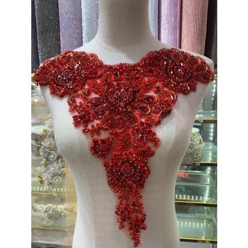 Fully Handmade Beaded Fringe necklace handmade lace tassle trim beaded appliques for wedding dresses SGTM52