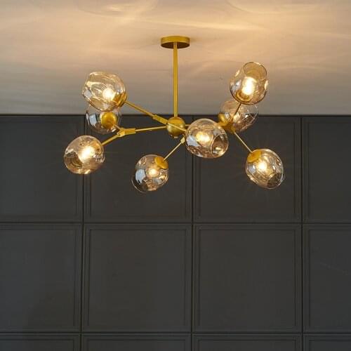 Postmodern LED Chandeliers Lighting Glass Lustre Metal LOFT Living Room Bedroom Hotel Ball Chandeliers Home Decor Hanging Light