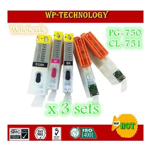 15PK=3 sets Empty Refill cartridge suit for PGI750 CLI751 ,suit for Canon PIXMA IP7270 MG5470 NX927 ,5 color