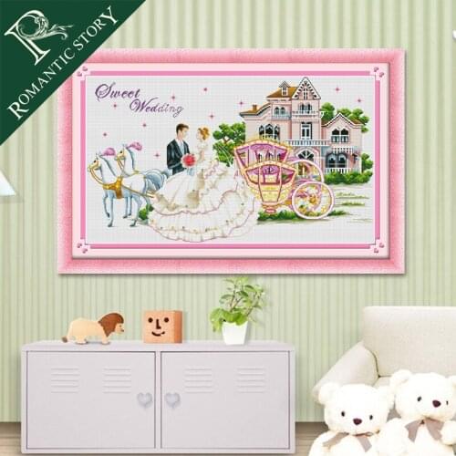 Romantic Story Sweet Wedding Marriage Gift Cross Stitch Needlework DIY 11CT Printing Cross Stitch Sets For Embroidery Kits 0236