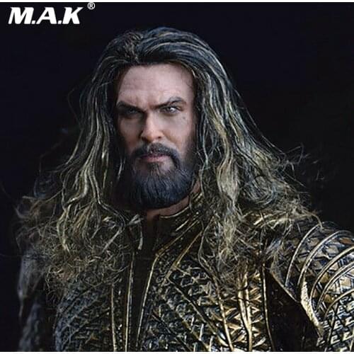 In Stock 1/6 Scale Aquaman Head Carved Male Head Sculpt Model with planted hair Fit 12'' Action Body