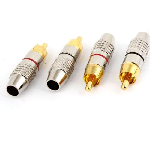 High Quality 4 x RCA Male Plug Non Solder Audio Video Locking Connector
