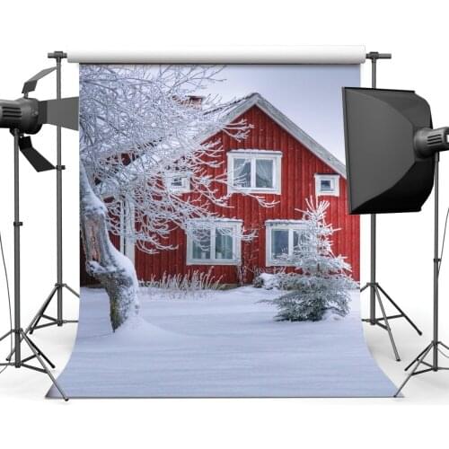 Frozen Photography Backdrops Red House Snow World Backgrounds for Photo Studio Baby Shower New Born Baby Children Photophone