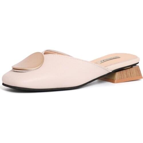 Slippers Woman Shoes 2019 Summer Slides Flip Flops Low Heels Square Heel casual fashion Muller Womens Shoes Outdoor Slippers