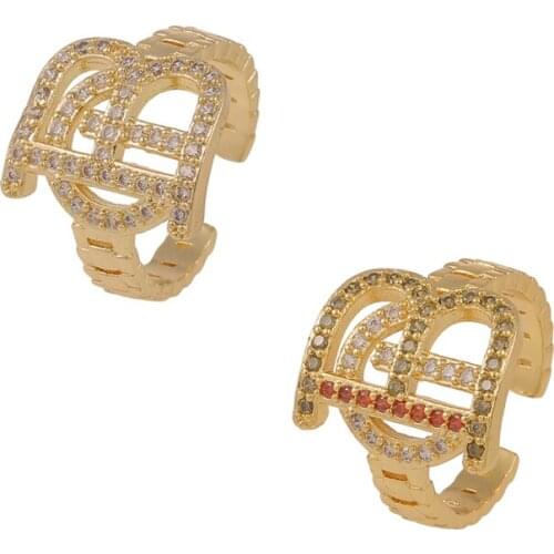 Gold Initial Letter B Finger Rings Punk Adjustable Geometric Cuff Open Ring For Women Unusual Party Jewelry Gifts