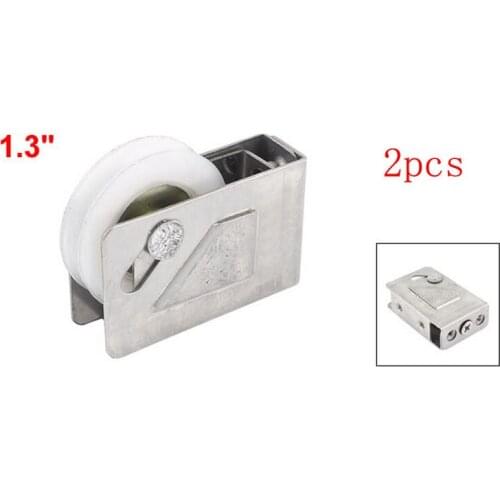 1.3" Dia White Single Wheel Stainless Steel Door Window Roller Sash Pulley 2pcs