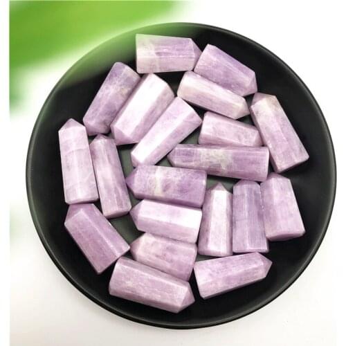 1PC Natural Purple Kunzite Quartz Obelisk Crystal Wand Point Tower Healing Stones Specimen Natural Stones and Minerals