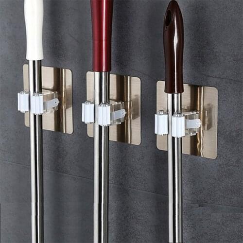 1PC New Wall Mounted Broom Holder kitchen Bathroom Wall Mop Holder Sticker Broom Mop Rack