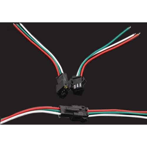 10 Pair 3pin JST Connector Male & Female Cable Wire for WS2811 WS2812B RGB LED Strip Free shipping