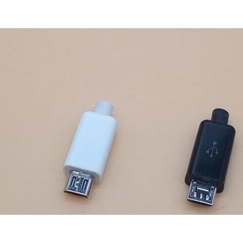 10PCS/LOT Micro USB 5Pin Male connector plug Black/White Plastic Cover Welding