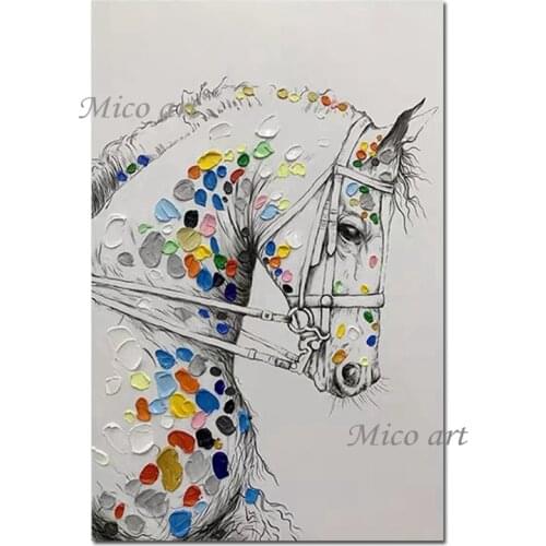 100% Hand-painted Horse Head Oil Painting Canvas Picture Art Heavy Textured Paintings Artwork Living Room Decoration Unframed