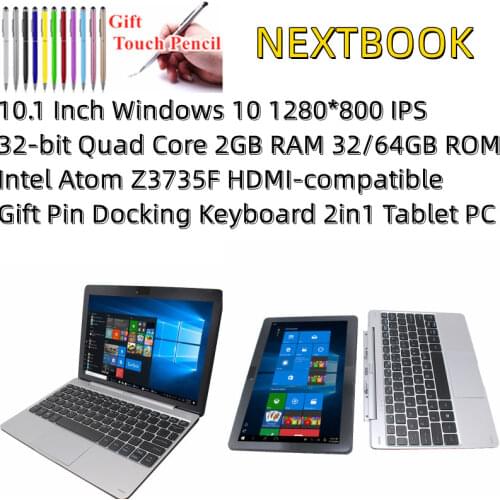 2in1 Tablet PC 10.1'' IPS Ultra Slim Windows10 Quad core With Pin Docking keyboard 1280*800 2GB+32GB HDMI-compatible 32-bit OS