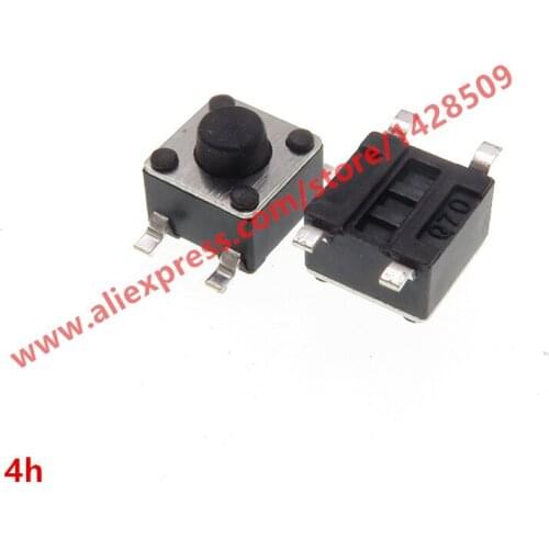 200pcs 4.5*4.5*4 4pin SMD Black Micro Push Button Tactile Tact Momentary Electronic Switch