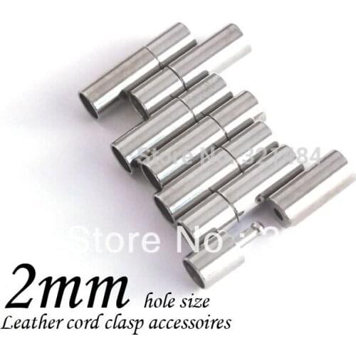 200piece Dull silver plated end caps for leather cord 2mm, Leather Jewelry Bayonet Clasps