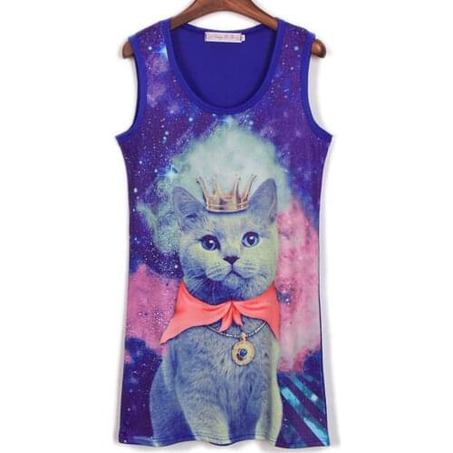 2020 New Fashion Galaxy Prince Crown Cat Tight Women Vests Long Shirt Tops Vest Fashion Womens