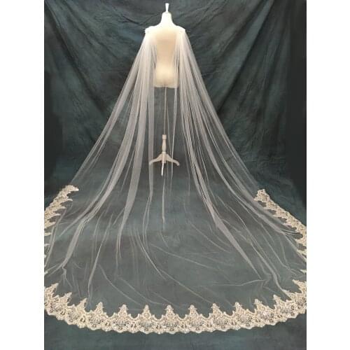3M*3M One Layer Wedding Cloak Cathedral Length Bridal Cape Shoulder Veil In White , Ivory Bridal Accessories
