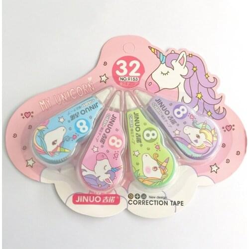 4pcs/Pack Cute Cartoon Unicorn Correction Tape For Student Writing School Office Supply Stationery Gift Random Style
